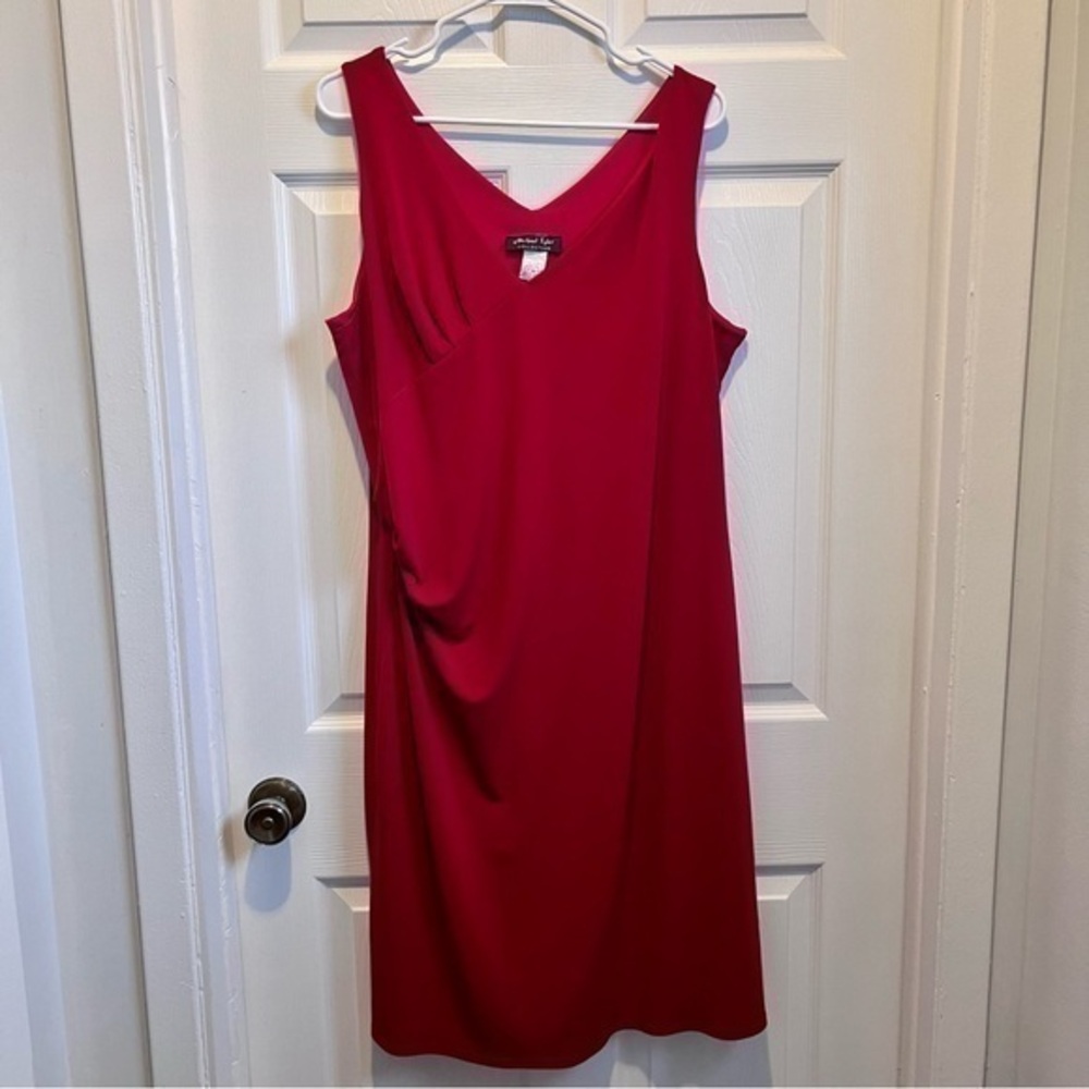 3/30$💥 Michael Tyler dress red cocktail sexy women midi classic XXL V neck